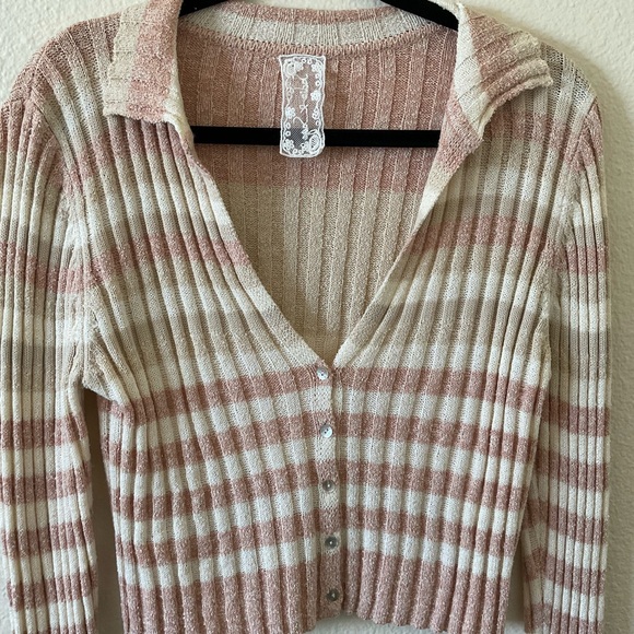 NEW SADIE & SAGE sunny afternoon striped sweater in coral pink - Picture 5 of 8